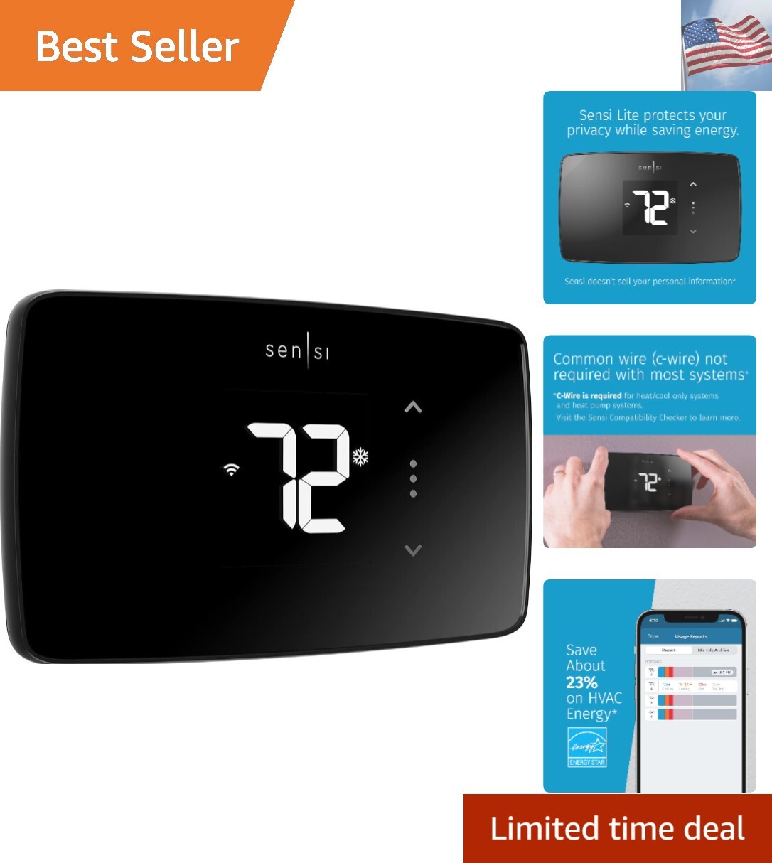 Smart Thermostat, Data Privacy, Programmable, Wi-Fi, Easy DIY, Works With Ale...-image