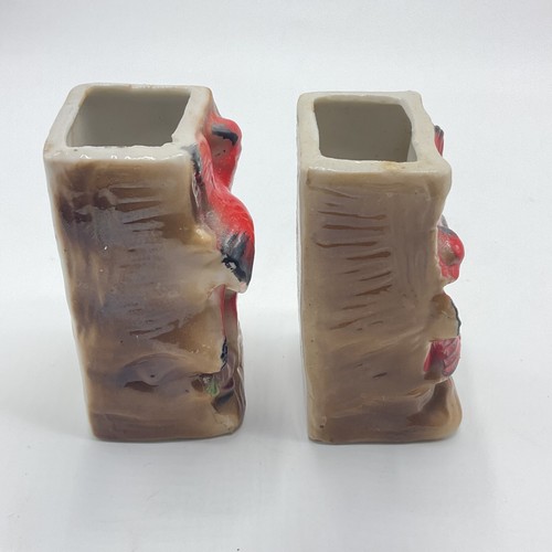 Pair Vintage Bird Wall Pocket Hand Painted Japan SMALL 3.25” Tall - Picture 6 of 7