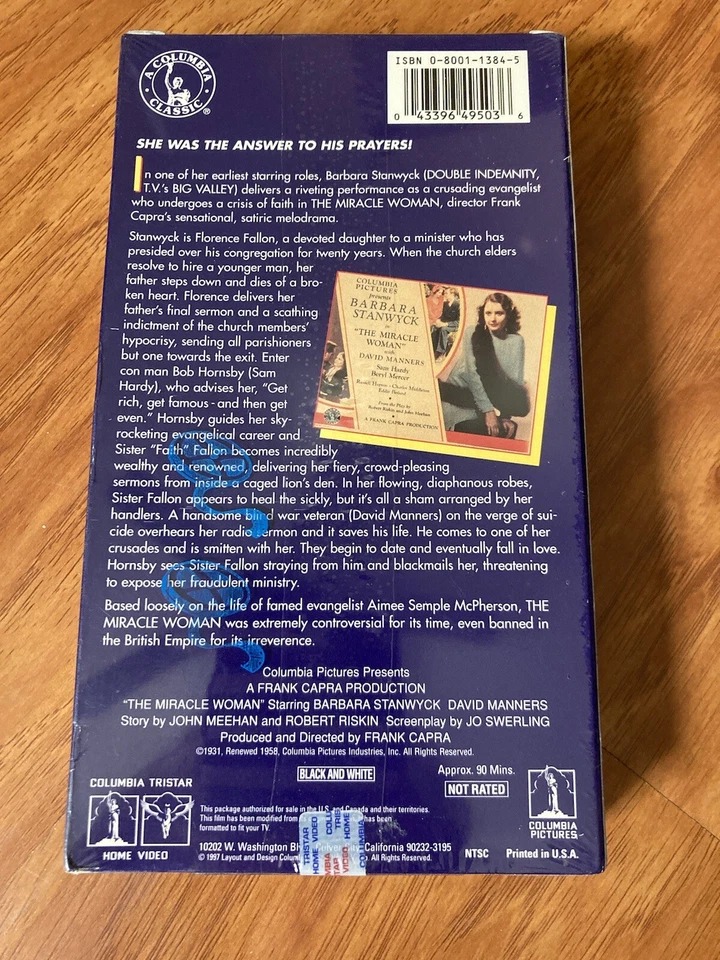 🌼The Miracle Woman VHS - Image 2 of 4