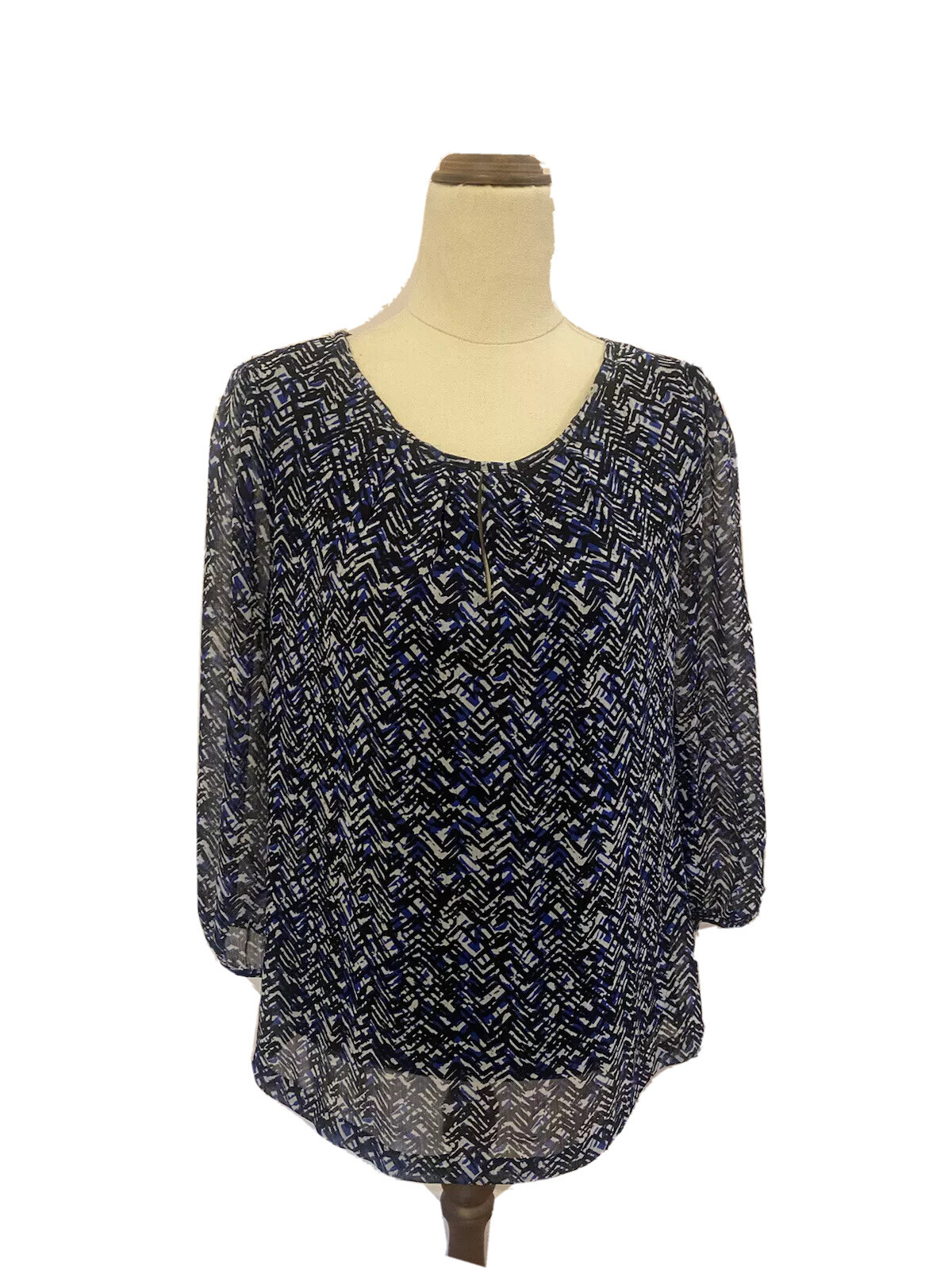 Regatta myer womens blue blouse top lined polyester 3/4 sleeve size 12