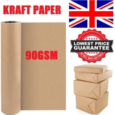 BROWN KRAFT PARCEL PAPER FOR WRAPPING AND PACKAGING PARCELS STRONG ROLLS 90GSM