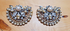 Bluette Made In France Shoe Clips Silver tone Rhinestones  1 3/4" x 1 3/8"