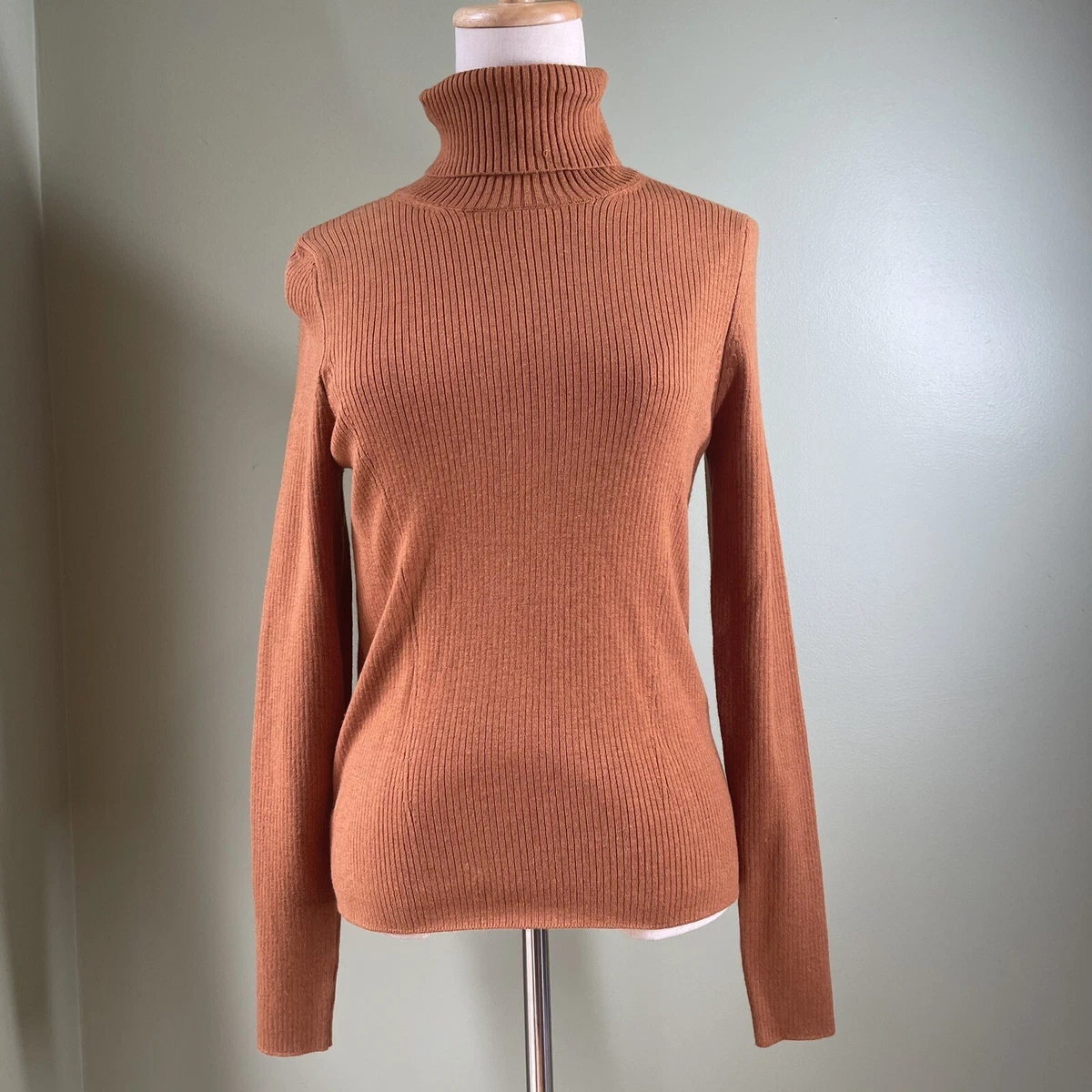 Ladies ribbed cheap turtleneck sweater