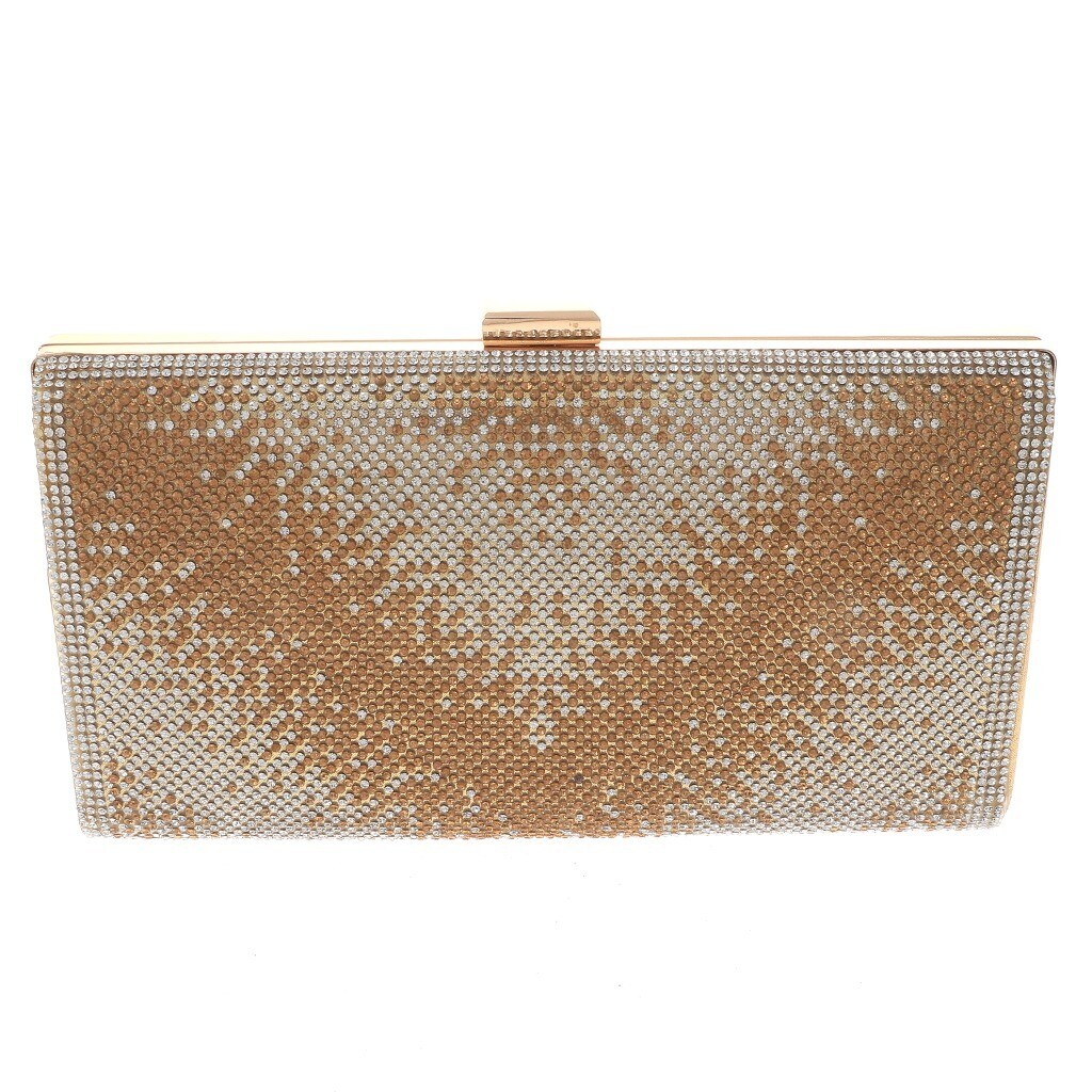 Gold Tone Metal Frame Rhinestone Evening Bag TLX036-GLD