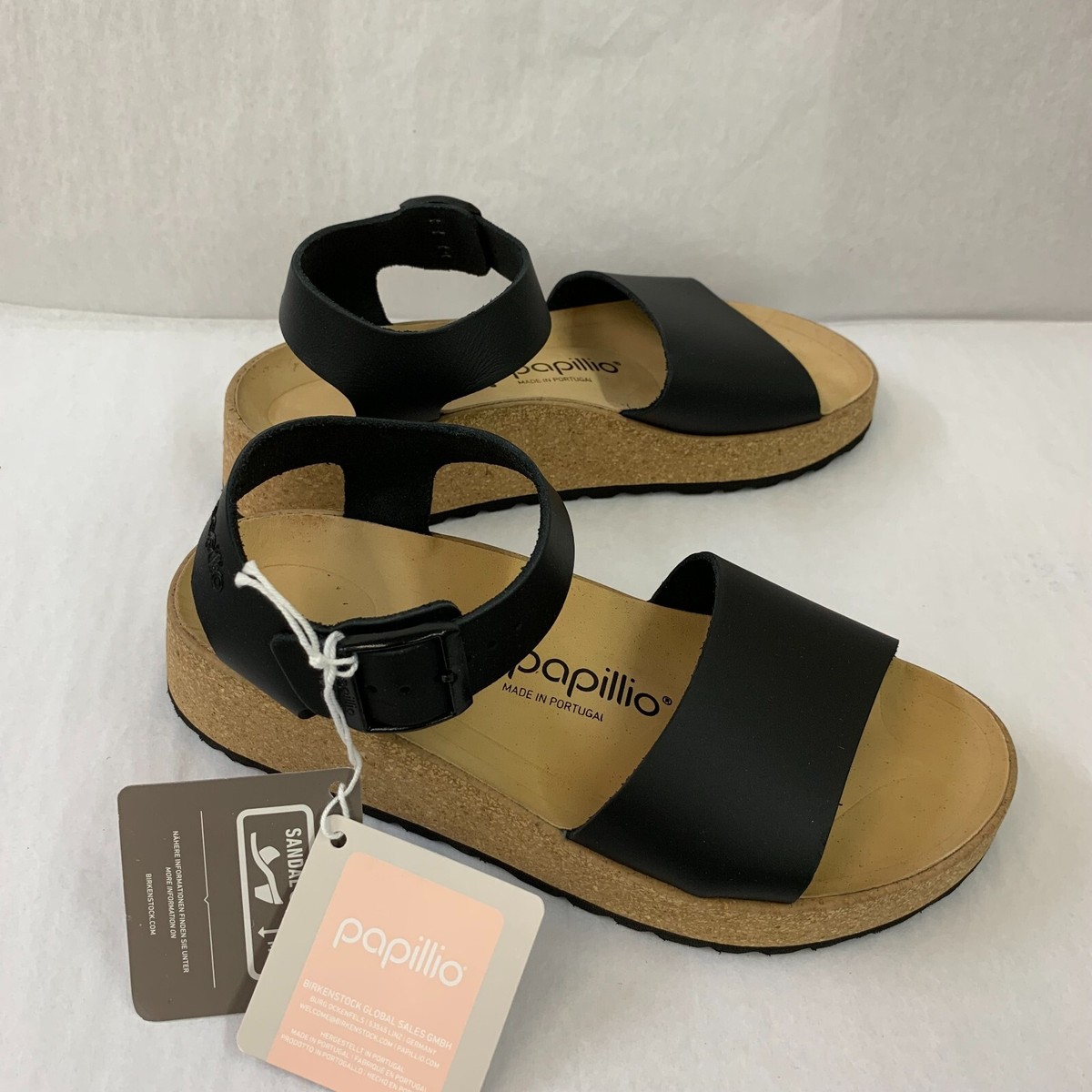 Birkenstock New w/o Box Papillio Glenda Black Natural Leather