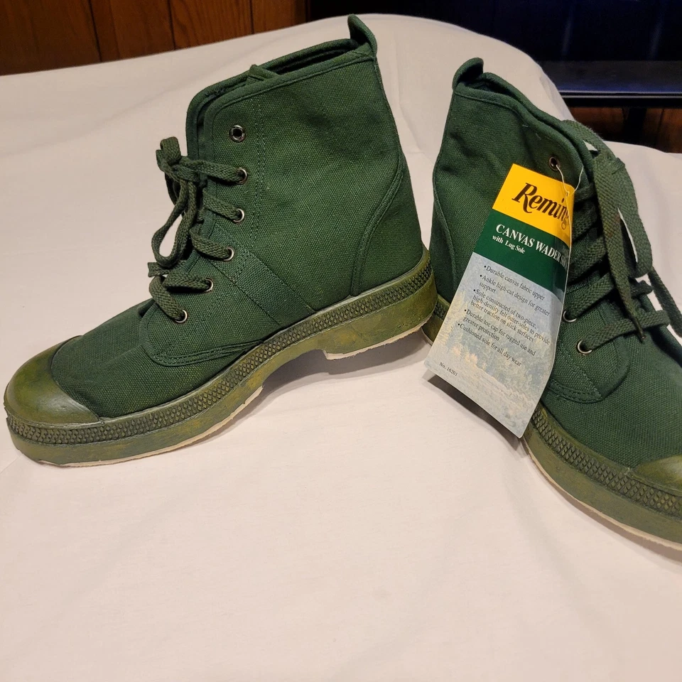 NEW WITH TAGS Remington 16202 Green Canvas Wader Shoes Lug Soles Men’s Size 9 - Image 2 of 4