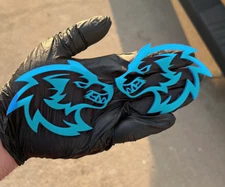 Wolf Badges LTBlue Emblem Fender Badge Car or Truck (2) BADGES, Angry Aggressive