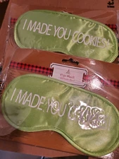 NEW Christmas Green 'I MADE YOU COOKIE' Sleep Eye Mask Sealed  NEVER OPENED