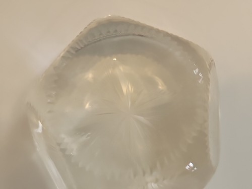 Paperweight Glass Vintage 3" Across 5 Sided Crystal Etched Beautiful Piece - Picture 5 of 6