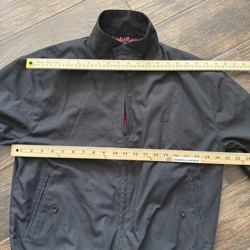 Fred Perry Harrington Jacket Men M 40 Black Red Tartan Lined Bomber Mod England image 8