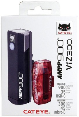 AMPP900 / VIZ300 (USB-C) Headlight and Taillight Set - Cateye AMPP900 / VIZ300