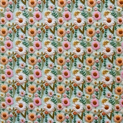Polycotton Digitaldruck Stoff | Handarbeit | 3D Pastell Gänseblümchen | 115 cm breit