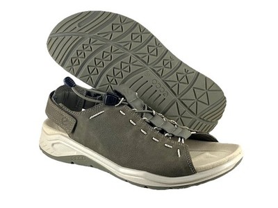 Ecco x Trinsic flache Sport-Sandalen Damen UK 6 EU 39 grau Leder offene Zehenpartie