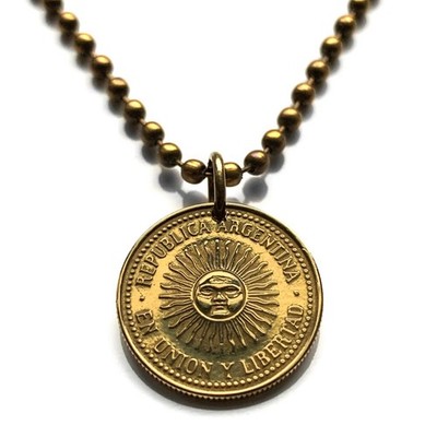 2005 Argentina 5 Ct coin pendant Sol de Mayo Río de la Plata Buenos Aires 000664