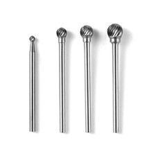 4 Pcs Ball Shape Aluminum Cutting Burr Set - 3/32'' Shank Tungsten Carbide En...