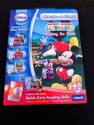New! Vtech Create-A-Story Disney Mickey Mouse Clubhouse Mickey Go Seek 2 Books