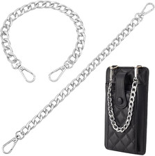 2Pcs 12 Inch Silver Short Purse Extender Chain Flat Chain Strap Metal Bag Strap