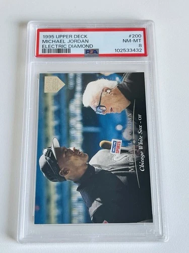 1995 UPPER DECK #200 MICHAEL JORDAN ELECTRIC DIAMOND PSA 8 Harry Carey