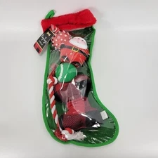 Woof Brand 5 Piece Dog Toy Rope Rubber Chew Ball Christmas Holiday Stocking Set