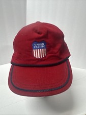 Vintage Union Pacific Snapback Trucker Hat Cap Red Corduroy USA Made