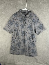 TravisMathew Polo Shirt Mens 2XL Gray Blue Leaf Print Golf Casual Performance