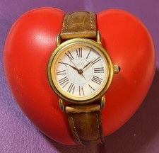 Vintage 90s Guess Watch - White Face Gold Numbers Leather Band - Needs Battery 