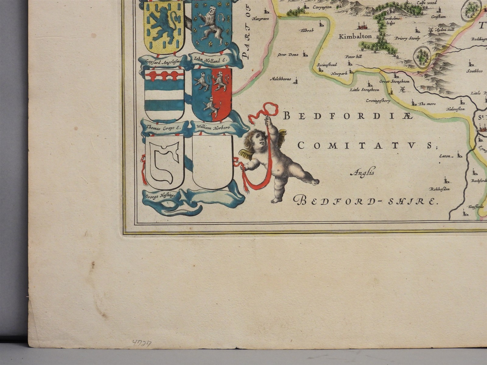 1645 Joan Blaeu Huntingdonensis Comitetus Huntingdon Shire European Map