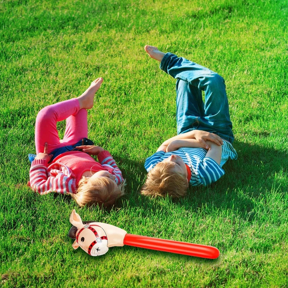 4 Pieces Inflatable Stick Horse Inflatable Horsehead Stick Balloon for Theme ... - Image 3 of 4