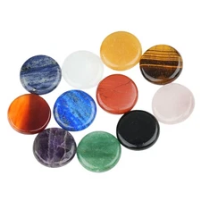 6PCS Circular Gemstone Disc Stone Cabochon Beads Pendant For Making Jewelry