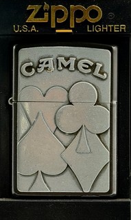 "CAMEL CARD SUITS" ZIPPO LIGHTER FROM SEPTEMBER 1996 USED