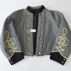 Repro Civil War CSA Gray Wool Depot Jacket Trim Brass CSA Buttons Captain Sz 52