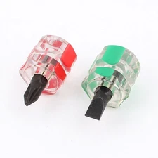 Red Green 6mm x 14mm Short Distance Slotted Phillips Screwdrivers Set 2 Pcs