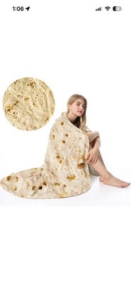 Soft Flannel Burrito Tortilla Blanket 90x90 Inches Round Throws Tortilla