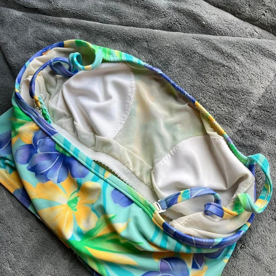 Винтажный 90-х Venus цветочный тропический синий танкини майка размер маленький - Изображение 4 из 4