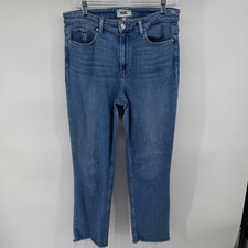 PAIGE Cindy Straight Leg Jeans Medium Wash Raw Hem Women's Size 31