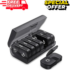 AUVON XL Weekly Pill Organizer 2 Times a Day, Box 7 Day with Black