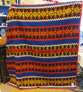 RARE Vintage Colorful Pendleton BADGER STATE Racine Woolen Mills Wool Blanket