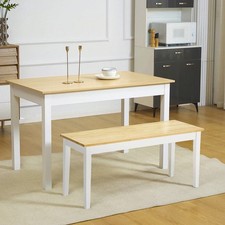 Image of Natural Pine Wood 2 Seater Dining Bench 102cm Wide Max Load 220kg