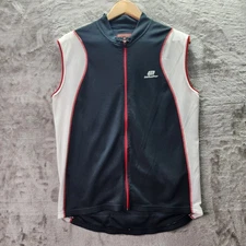Bellwether Sleeveless Cycling Jersey XL Black White Red Full Zip Pockets Mens