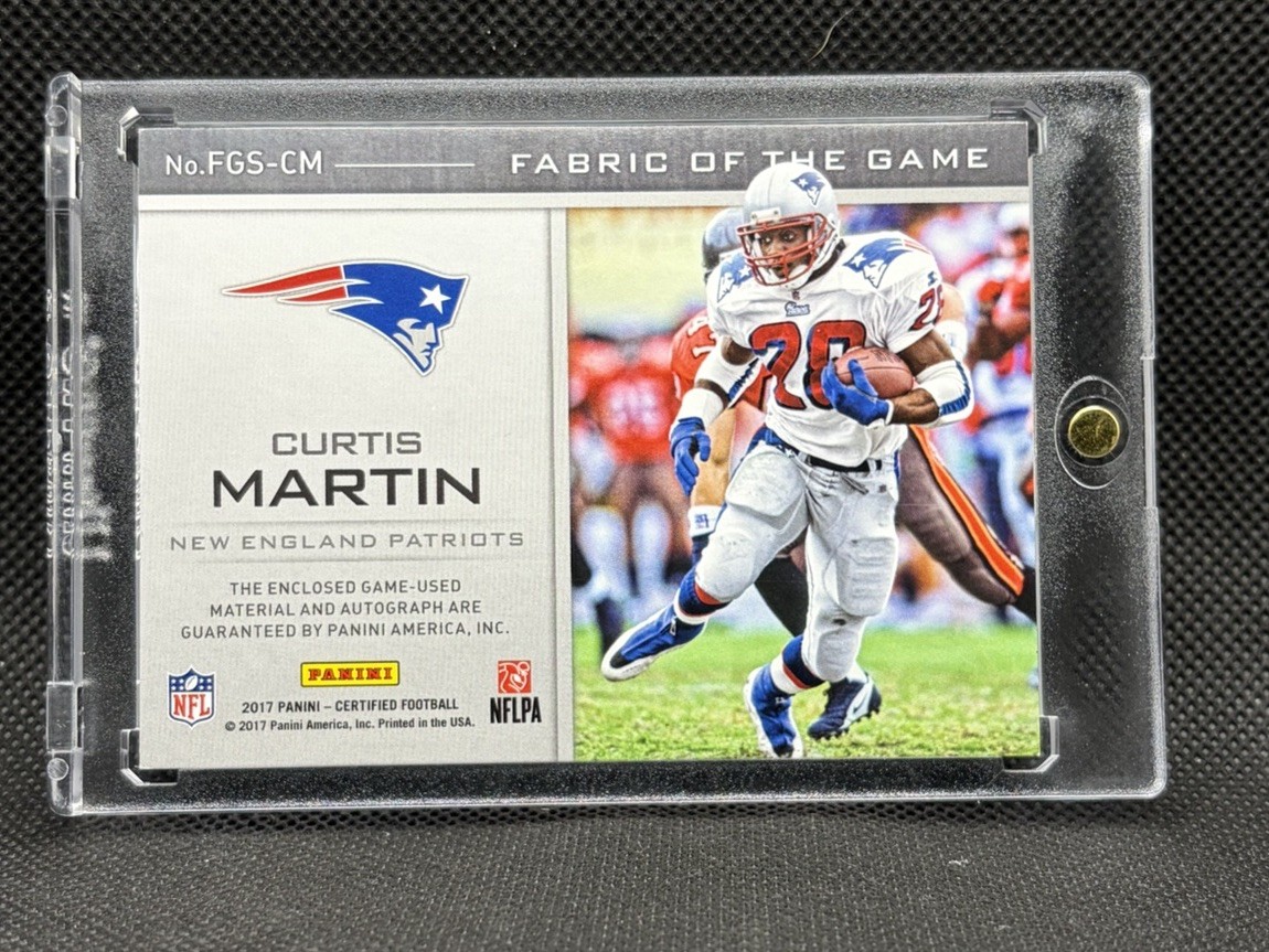 Curtis Martin /10 GAME USED LOGO PATCH AUTO 2017 Certified Fabric Of The Game view 2