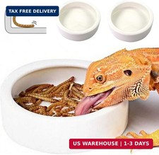 Reptile Food Dish Bowl 2Pcs Lizard Gecko Worm Water Bowls Small 2.75in  Anti-