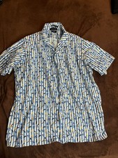 Paul Fredrick Men’s Striped Bird Shirt 2XL Button Up Made in USA Blue & White