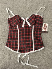 Vintage Escante plaid Corset Bustier Y2K 00 s Preppy Size Large NWT Grunge