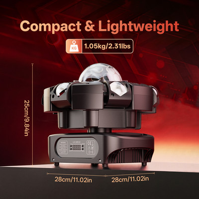 120W RGBW LED Laser Stage Light 6-Arm Beam DMX512 DJ Disco Party Lighting Remote