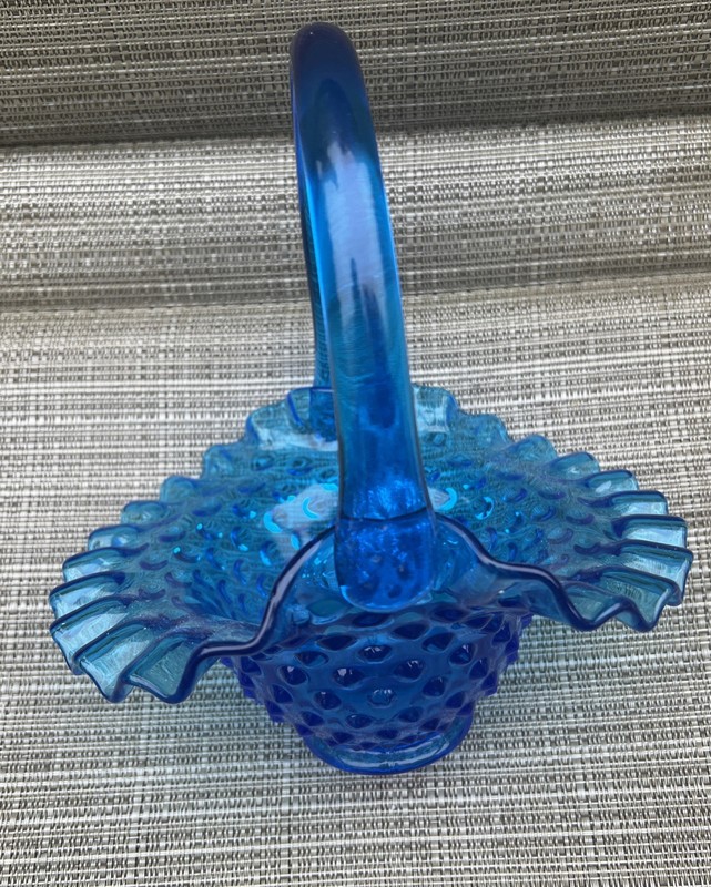 Fenton Cobalt Blue Hobnail Brides Basket