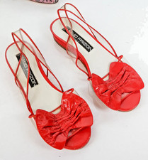 Maud Frizon Paris Red Bow Sandals EU 39 Clear PVC Slingback Vintage