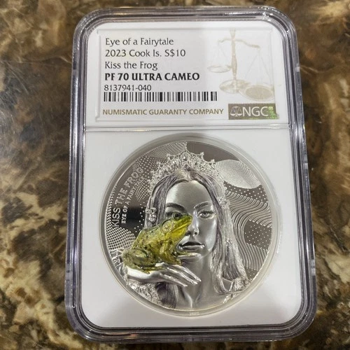 2023 $10 Cook Islands 2oz Silver Kiss the Frog PF70 NGC Ultra Cameo
