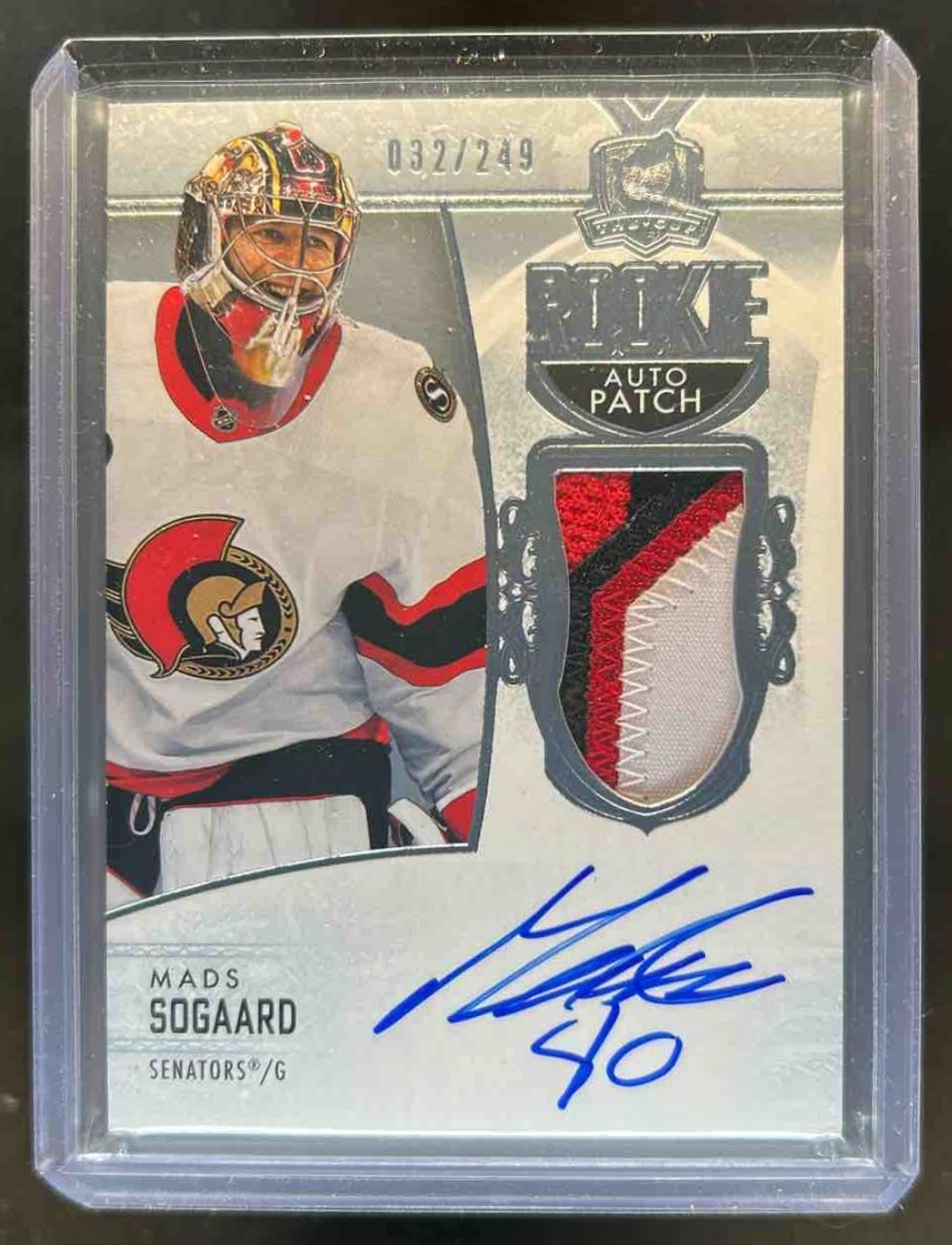 2022-23 Upper Deck The Cup Mads Sogaard RC Rookie Patch Auto #32/249 Senators