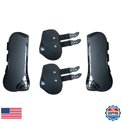Mayit Horse Tendon Boots 4 Pcs - Front Hind Pu Shell Tendon Fetlock Brace Guard