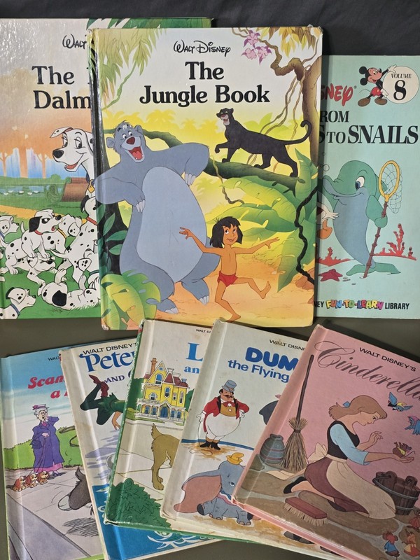 Vintage Walt Disney Hardcover Book Lot (8) Cinderella Dumbo Jungle Book 101...